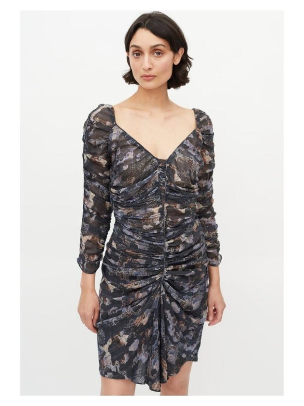ISABEL MARANT 100% Silk Ruched Dress Size 6 Multi
